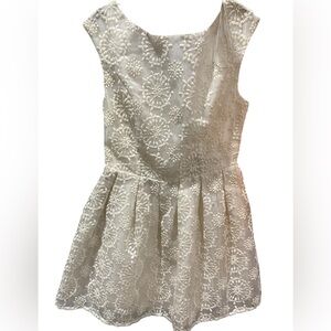 Topshop Textured Floral Embroidered Ivory Mini/Midi Dress Size 6